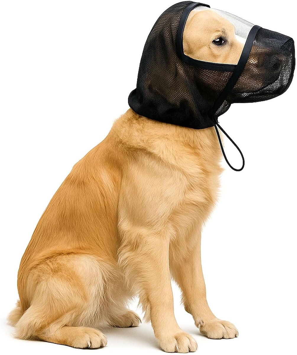 Hondenmasker met doorzichtig venster-door dierenartsen aanbevolen veiligheidsveldbescherming voor bescherming tegen vossenstaarten,insecten rotsen,ademend,lichtgewicht,zwart,M