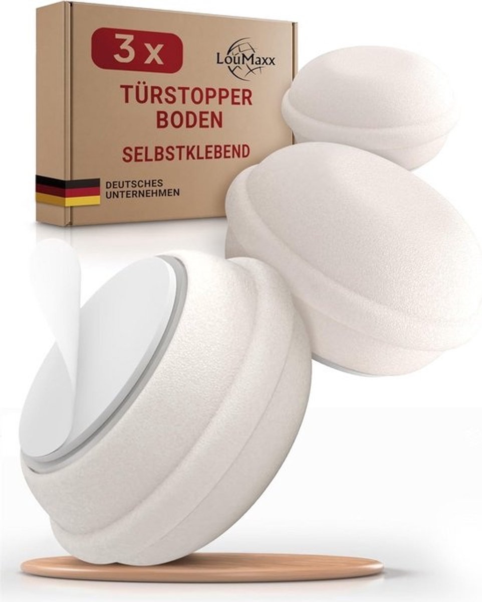 Deurstopper met zelfklevende rubberen achterkant, set van 3, macaronvorm, bescherming tegen dichtklappende deuren
