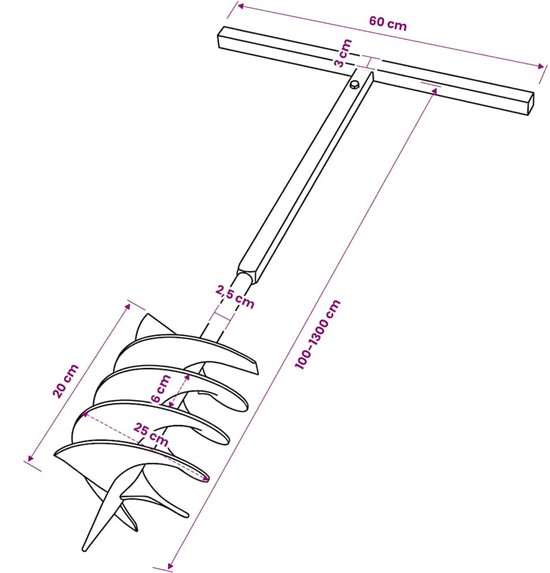 vidaXL - Grondboor - met - handvat - 200 - mm - en - verlengstukken - 13 - m - (staal) van VidaXL — afbeelding 3