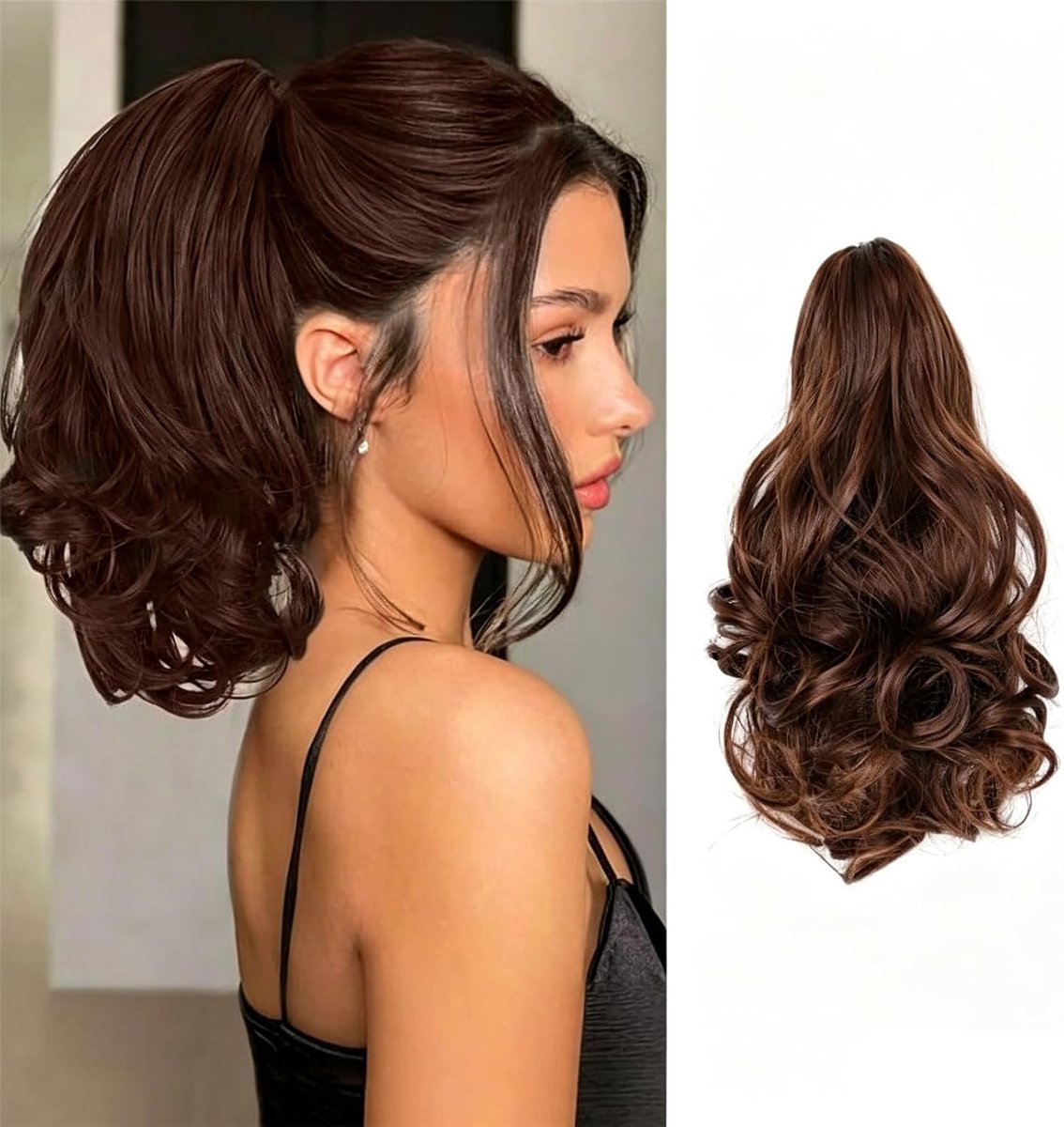 Paardenstaart Haarstuk Golvend Ponytail Extension Haarverlenging Clip in Opzetstuk Staartstuk Krullende Haarpiece Voor - ShopVlot