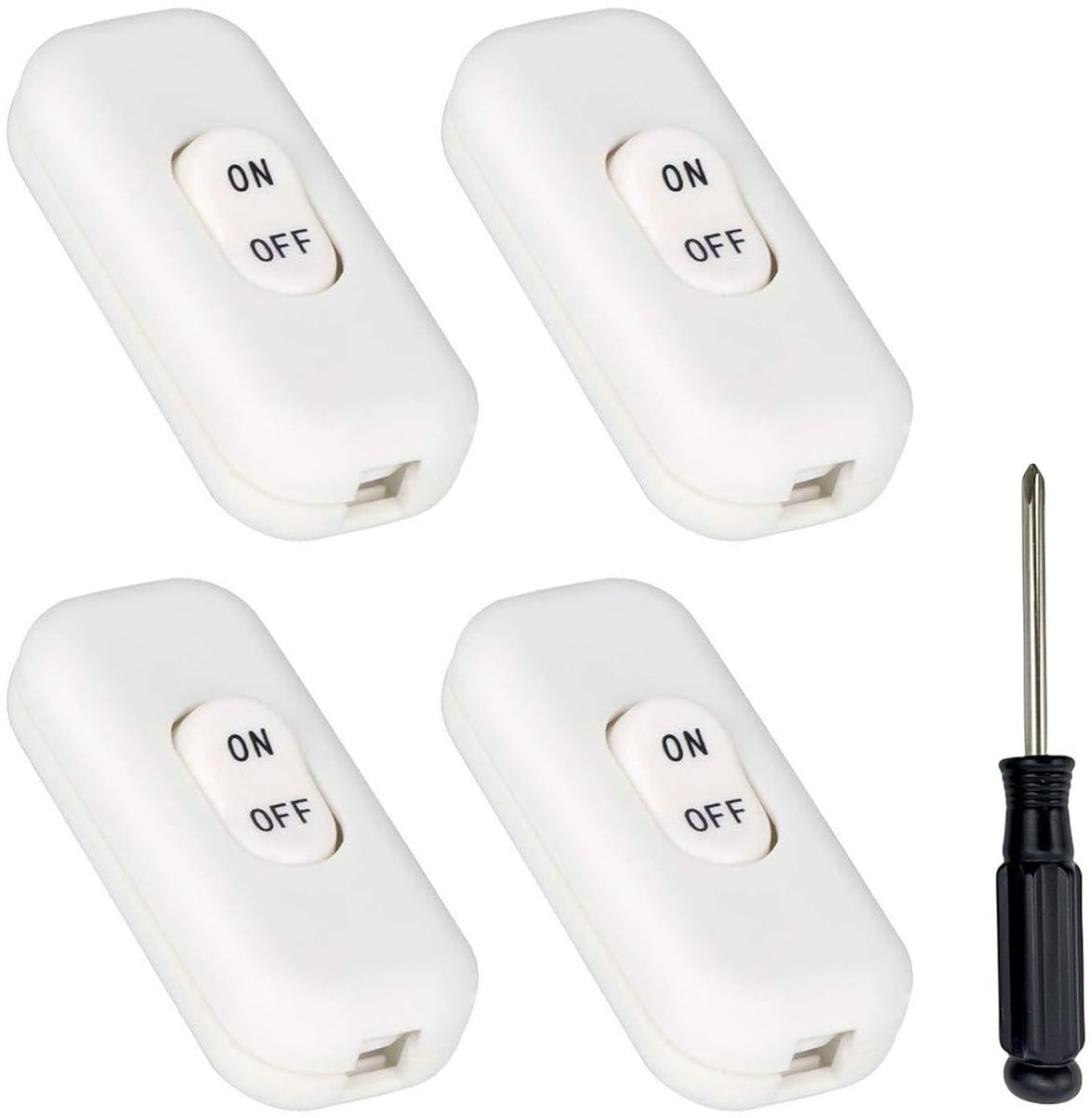 Intermediate Switch 4 Stuks - 6A, 250V - Wit - Ideaal voor tafellampen en kleine apparaten - ShopVlot