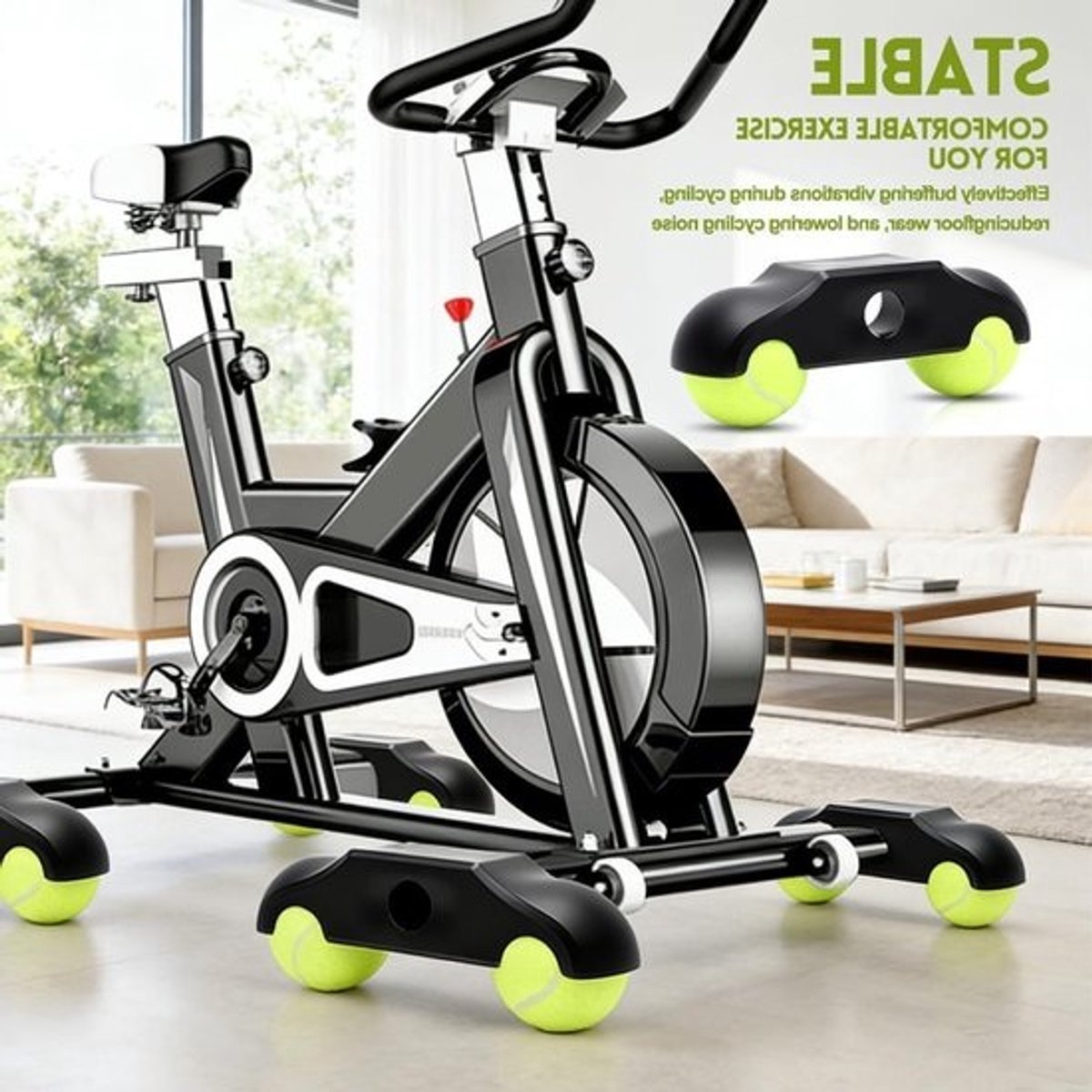 Rocker Platen Voeten - Wip Voeten Set - Indoor Cycling - 8 Bal Demping - Set van 4 - Groen Zwart