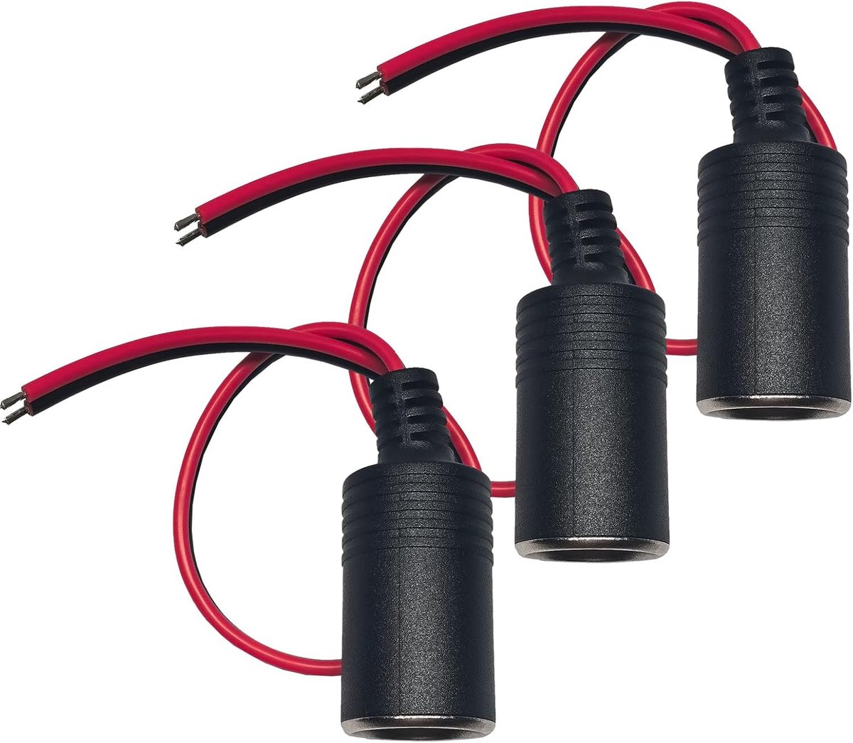 3 x Car Charger Replacement Cable, 12/24V, for Equipment Under 120W, Cigarette Lighter 18 AWG with Open End Cable - ShopVlot