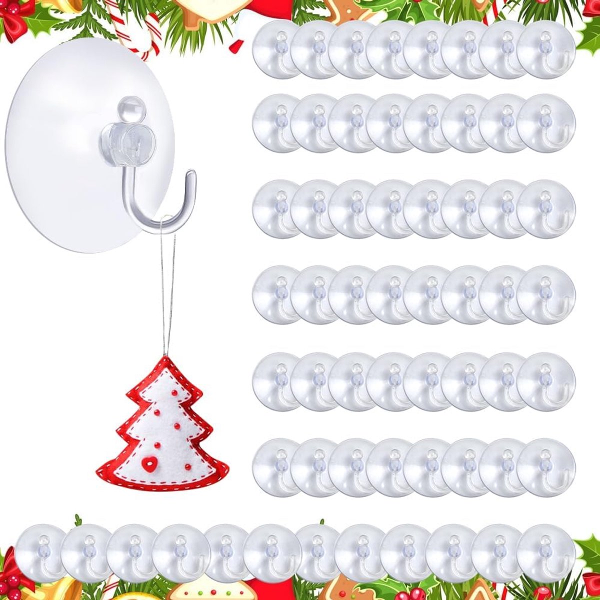 Suction cup haakjes 60 stuks - doorzichtige 40mm zuignappen - zonder boren - ideaal voor badkamer en keuken - ShopVlot