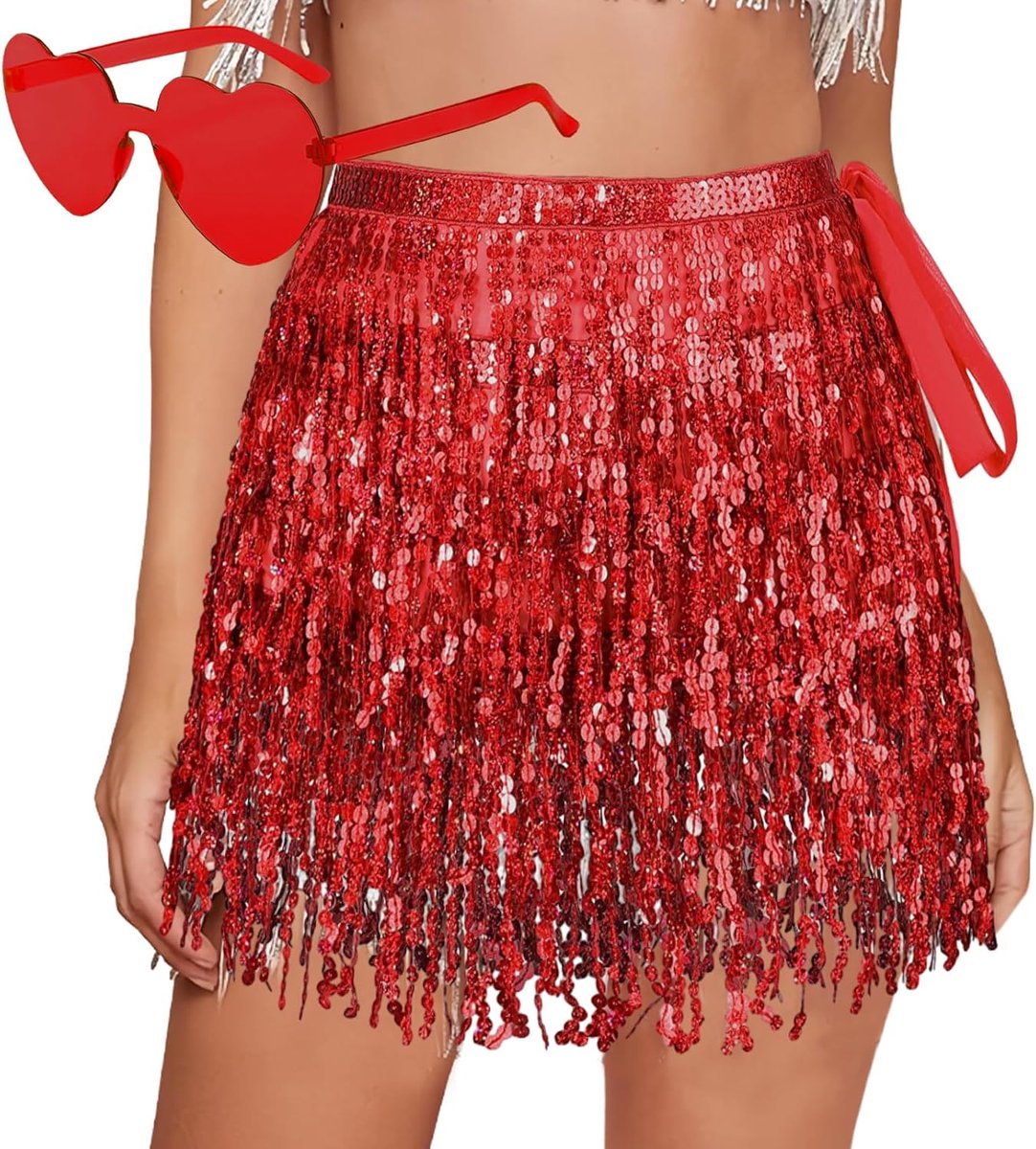 Sequin Skirt Women's Sequin Skirt Glass Set Glitter Skirt Glass Tassel Glitter Skirt Mini Skirt Women Girls Pink - ShopVlot