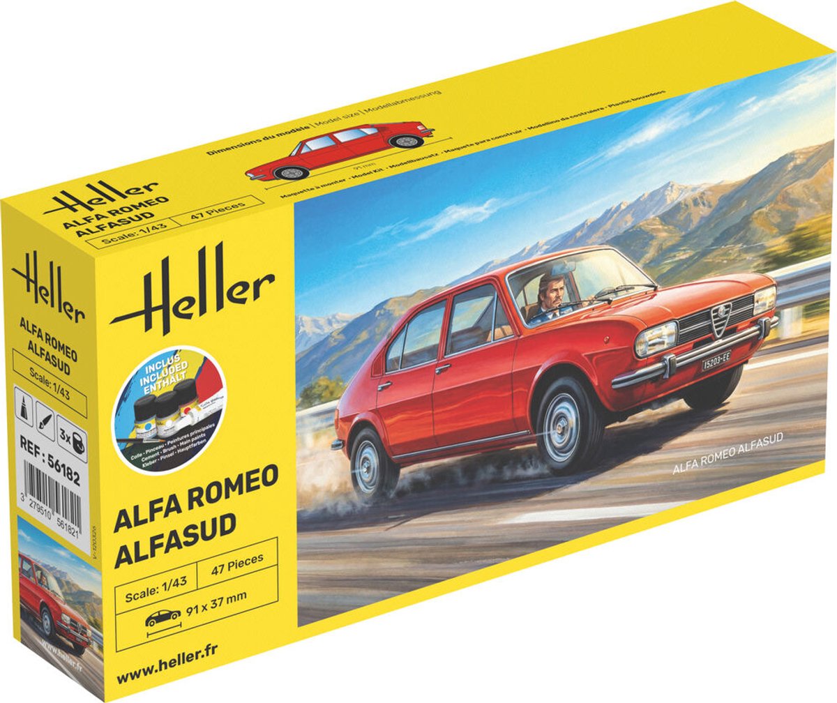 Heller Modelbouwpakket Militaire voertuigen - 56182 Alfa Romeo Alfasud - Italiaanse Klassieke Auto - Starter Kit Plastic - 1:43 - Modelbouw