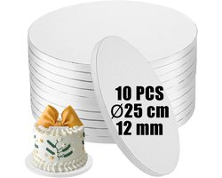 SHUESS Cake Topper, Pack of 10, 12 mm x Diameter 25 cm, Reusable Cake Drum, Cake Plate for Transportation of Cakes - ShopVlot