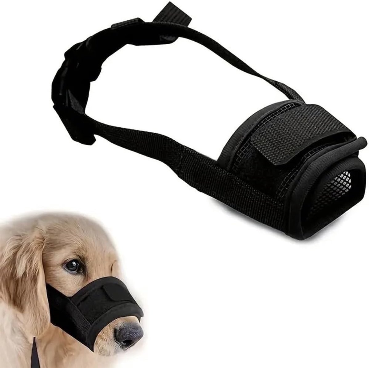 Ademend en Verstelbaar Muilkorf voor Honden Maat L, Anti-Kink en Geschikt voor Eten en Drinken