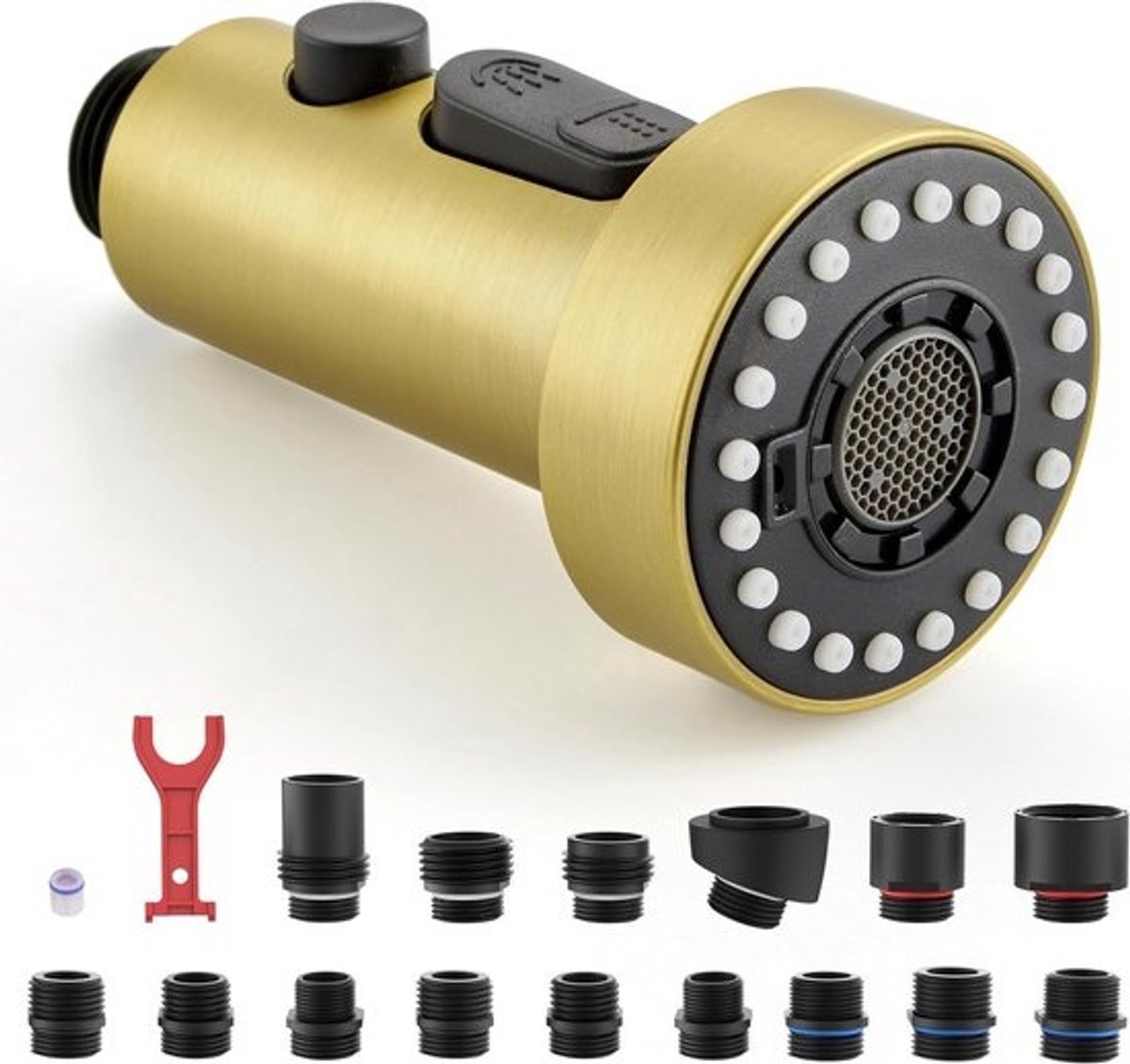Keukenkraan-sproeikop, vervangingsonderdeel met 3 functies en 15 adapters