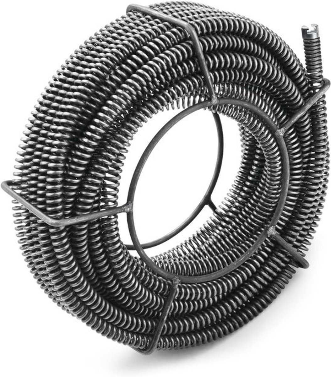 Pijpreinigingsspiraal - Buisreinigingsas - Voor verstopte afvoeren - Zonder chemie - 8 meter - Zwart