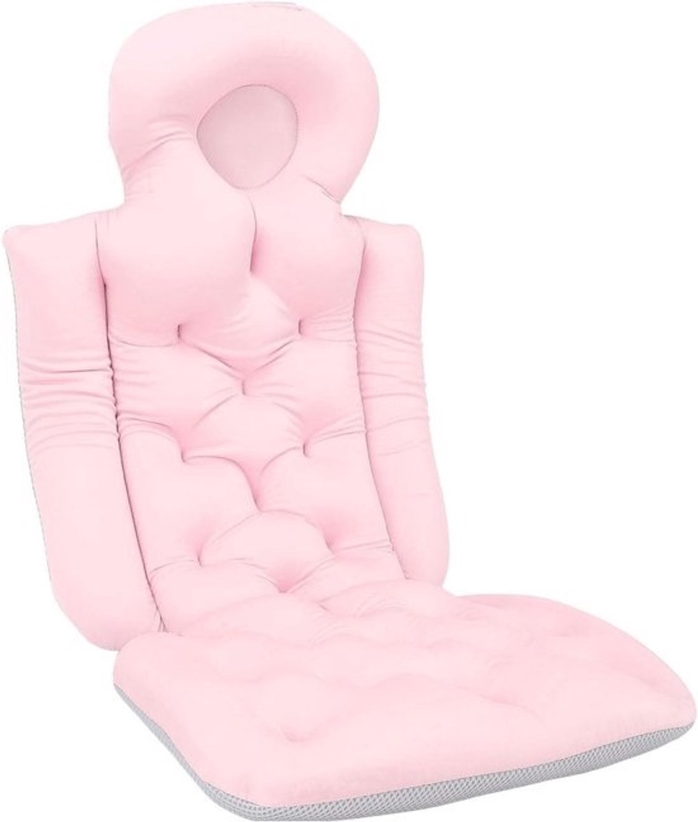 Badkussen - voor het volledige lichaam - Badkuipkussen - met neksteun - Ontspannen - in bad - Sneldrogend - antislipgaas - 86x37cm - Roze
