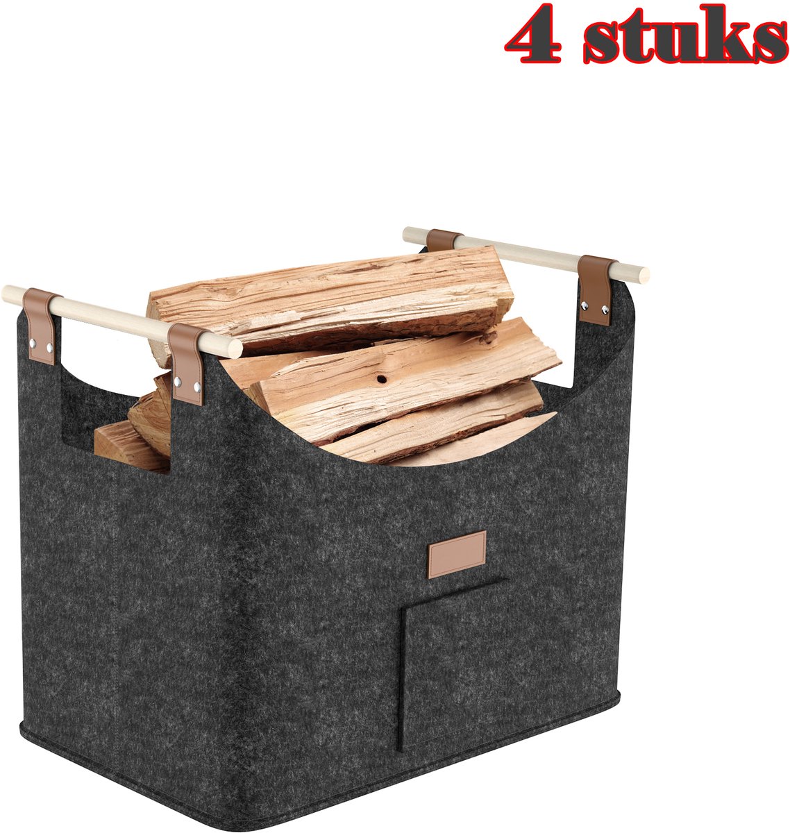 Houtmand 4 Stuks - Opvouwbaar - Vilt - 50 x 32 x 40 cm - Donkergrijs