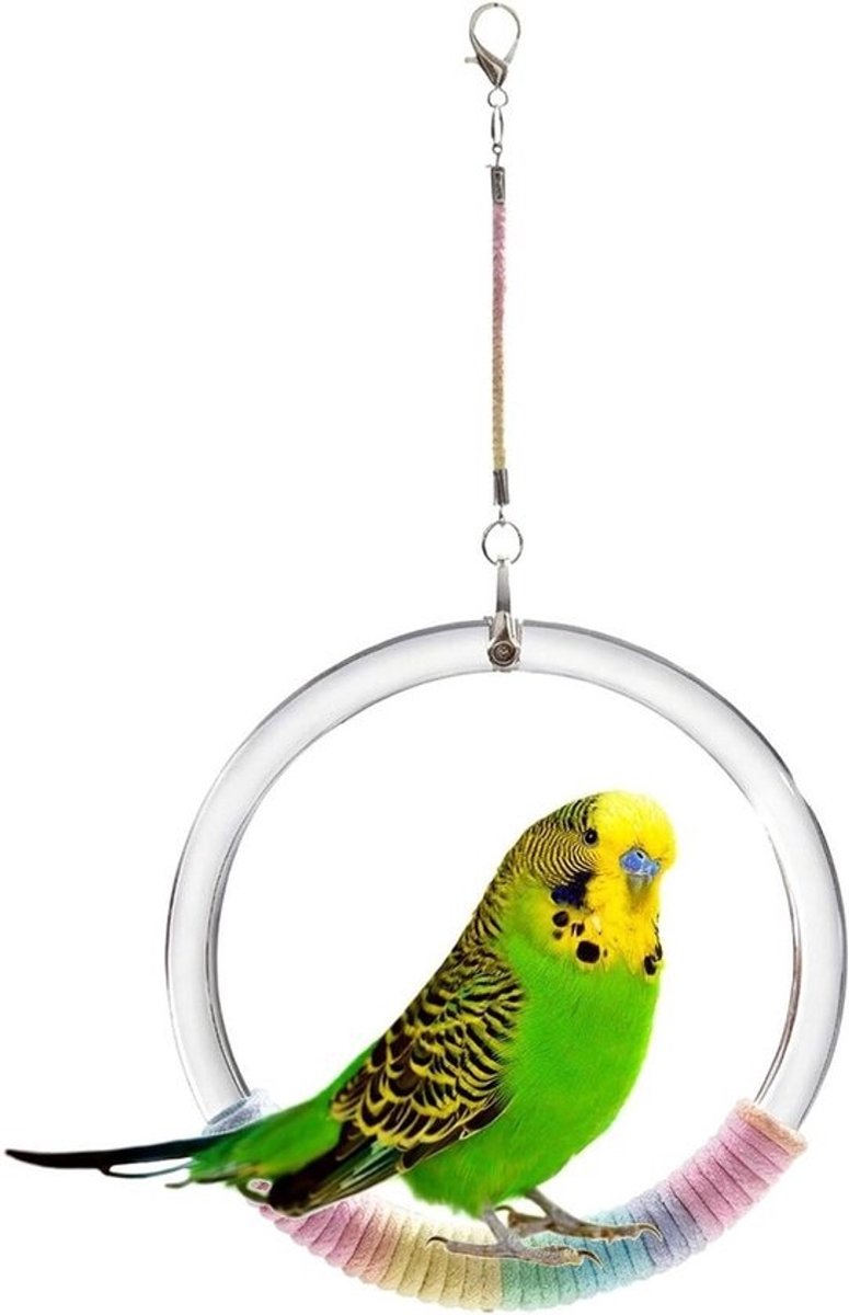 Vogelschommelspeeltje - Touwringzitstang - Vogelkooi-verrijking - Dynamische rustoplossing
