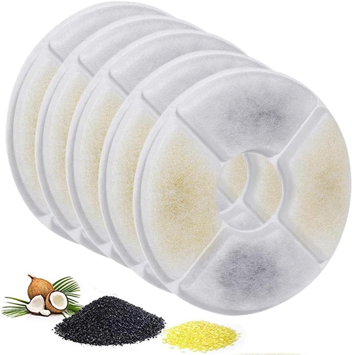 Kat Fontein Filter 5pcs - Ronde Drinkfontein Filter - Drievoudig Vervangfilter - Voor Schone Drinkwater - ShopVlot