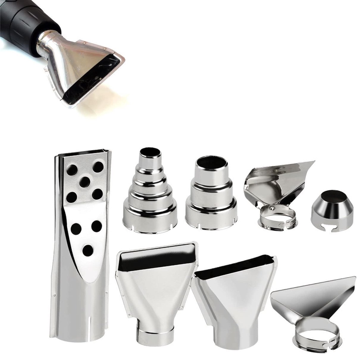 Heet luchtpistool accessoires set - RVS nozzles - 7 verschillende vormen - Voor veelzijdig gebruik - ShopVlot