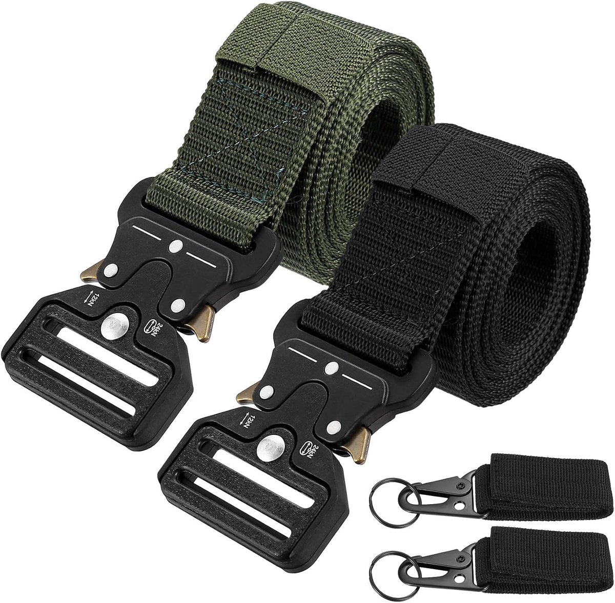 2 Tactical Belts Men's Military Work Belt 125 cm Adjustable No Holes with Quick Release for Fire Brigade Emergency - ShopVlot