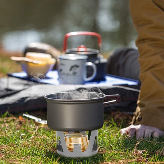 Dailygoody - Draagbare Camping Alcohol Stove - Ultralight Kachels - Ideaal voor Kamperen - Grijs - Backpacken - Handig voor Picknick en Barbecue — afbeelding 4