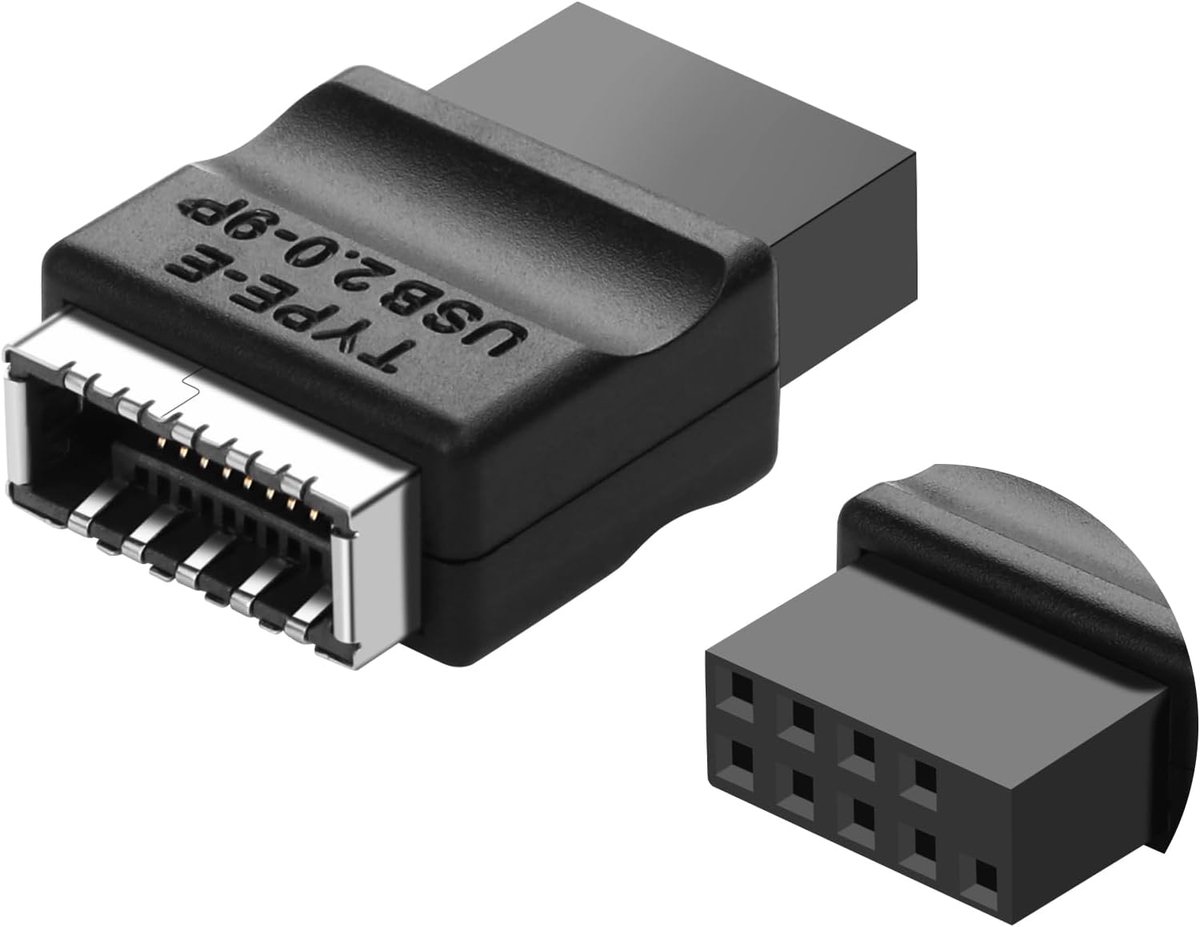 SinLoon USB 2.0 9Pin to Type-E Motherboard Header Extension Adapter USB 2.0 9-Pin Female to Type E Female Front - ShopVlot