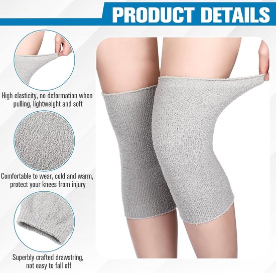 Winterse Kniewarmers voor Dames en Heren, Rekbare Gebreide Kniekappen, Thermische Ondersteuning en Antislip Design voor Gewrichtscomfort en Koude Bescherming — afbeelding 2