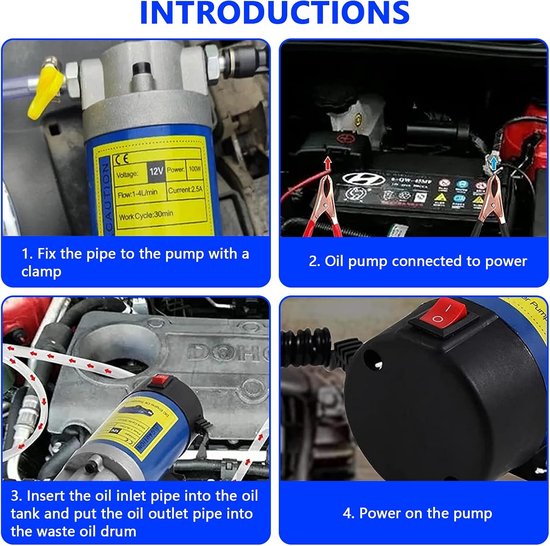 Olieafzuigpomp, 12 V, 100 W, motorolie-overbrengingspomp, elektrische dieselvloeistofpomp met 3 buizen, geluidsarme dieselpomp, uitgerust — afbeelding 4