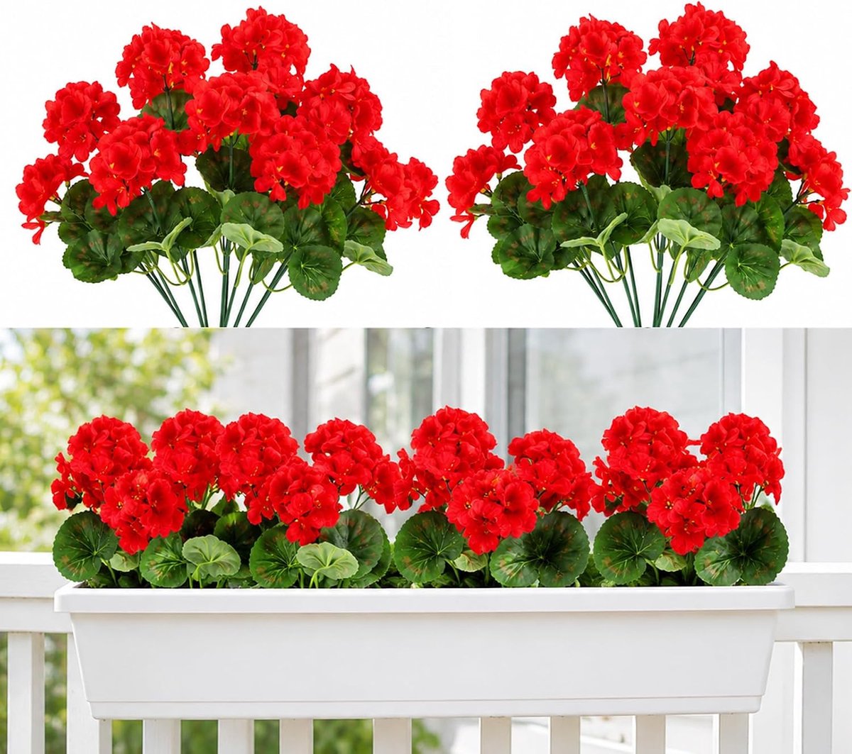 Kunstbloemen, 6 bundels kunstplanten, uv-bestendig, levensecht, vervaagt niet, decoratieve kunstplant voor bloempotten, balkon, tuin, veranda, raam, kantoor