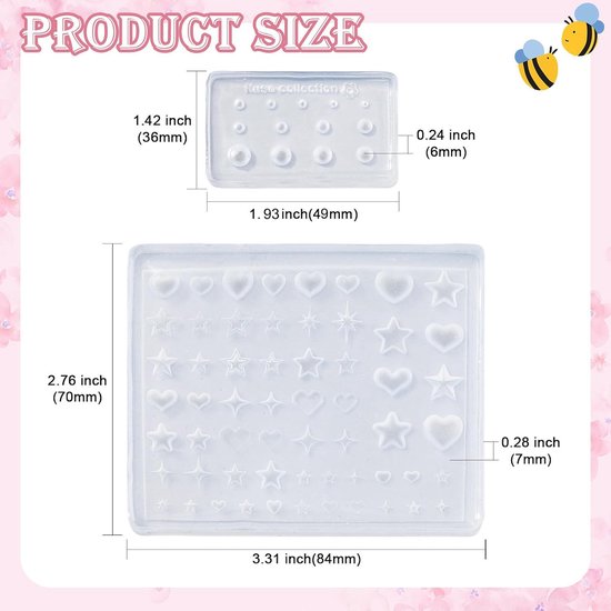 Mallen 2 Stuks Herbruikbare Ronde Hart Stervormige Nagels Art Gereedschap Siliconen Mal Voor Nagels Ontwerp Decoratie Diy Hars Craft Accessoires — afbeelding 2