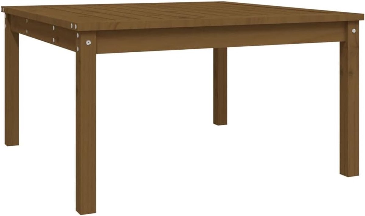 Eettafel, vierkant, tuin, outdoor, terras, van grenenhout, honingbruin, 82,5 x 82,5 x 45 cm, keukentafel van hout, eettafel van hout, tuintafel van hout