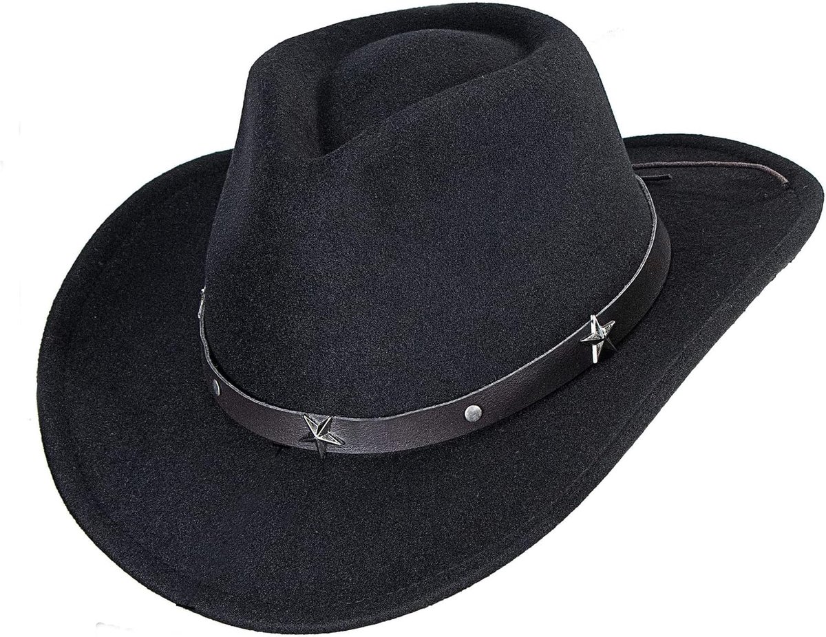Cowboy Cowgirl Hoed voor Vrouwen Mannen Westerse Stijl Brede Rand Vilt Fedora Panama Hoed met Afneembare Riem Gesp