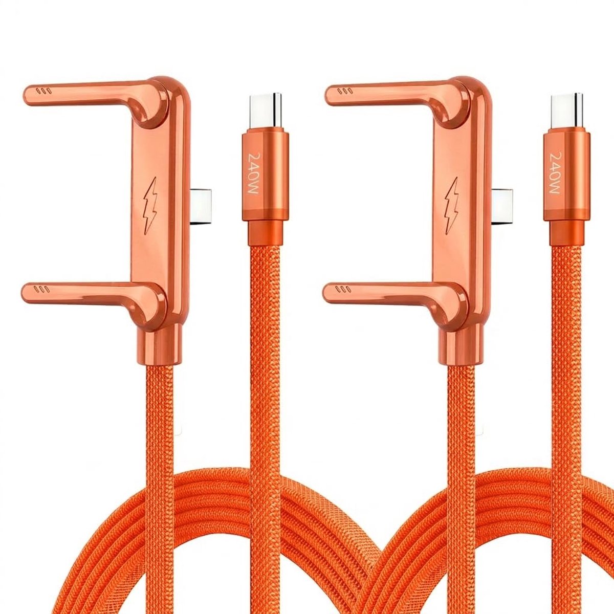 2-in-1 USB-C Charging Cable 240 W with Invisible Phone Stand, 1.5 m, Orange Quick Charge Cable Type C with Integrated - ShopVlot