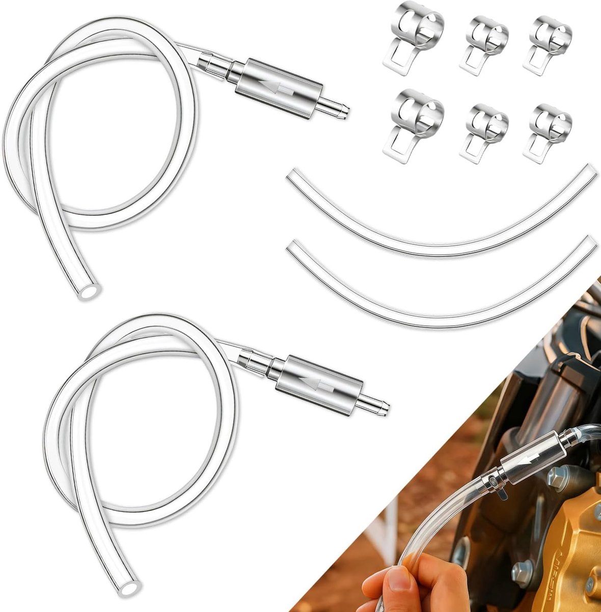 2 Sets Brake Bleed Devices, Brake Bleeding Device for Motorcycle & Car, Clutch Bleed Tube with Check Valve, Hoses & - ShopVlot