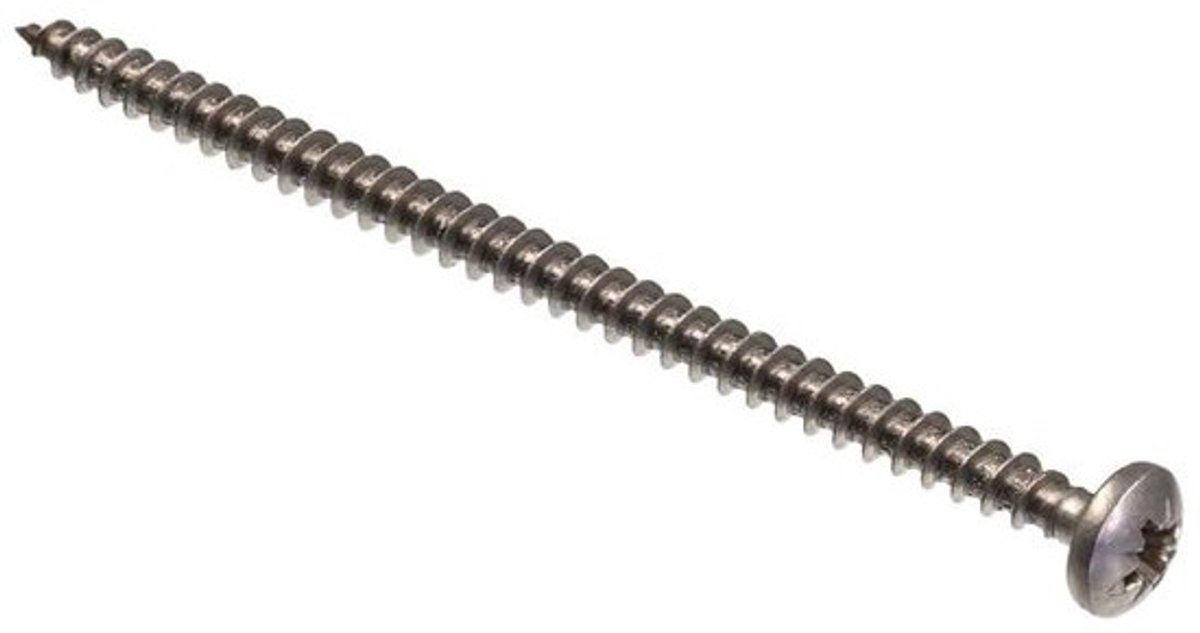 SECCARO spaanplaatschroef met halfronde kop - 5 x 90 mm, roestvrij staal V2A VA A2, houtschroef met volledige schroefdraad - Kruiskop/PZ, 100 stuks