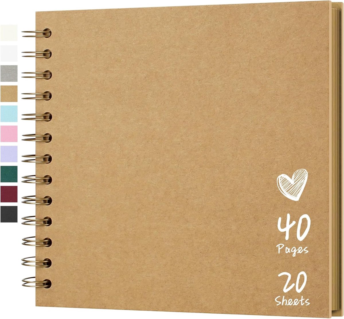 SnelShoppen - Scrapbook 18 x 18 cm DIY Album Hard Cover Kraft Papier Fotoalbum met 20 Bladen voor Familie, Bruiloft, Creatief Gebruik, Bruin
