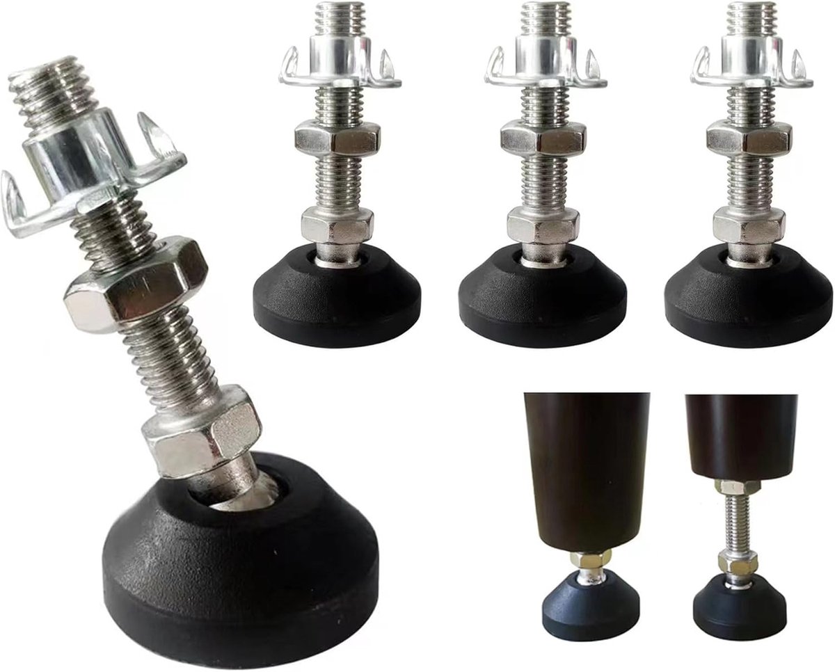 SnelShoppen - 4x Verstelbare Meubelpoten M8 x 30 mm - Hoogwaardige Lasten tot 400 kg - 15° Verstelling - Ideaal voor Meubels, Tafels, Stoelen