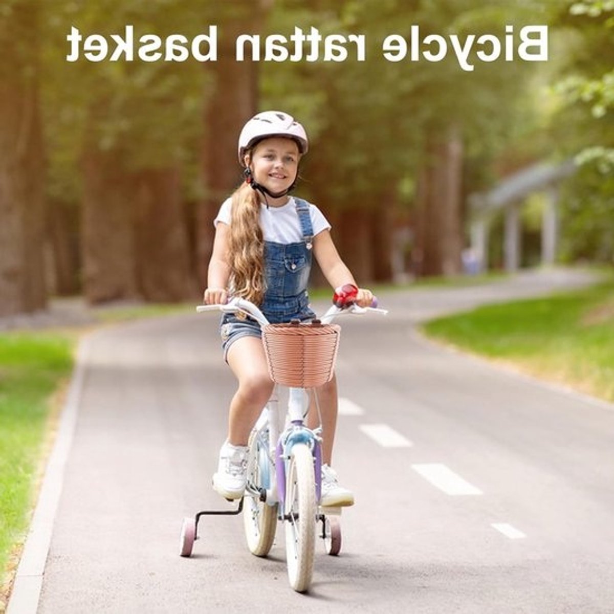Mini-fietsmand - Gevlochten kinderfietsmand - Voor het vervoeren van speelgoed - Handgeweven - Hartvormige bodem - 16 x 13 x 12.5 cm - Bruin