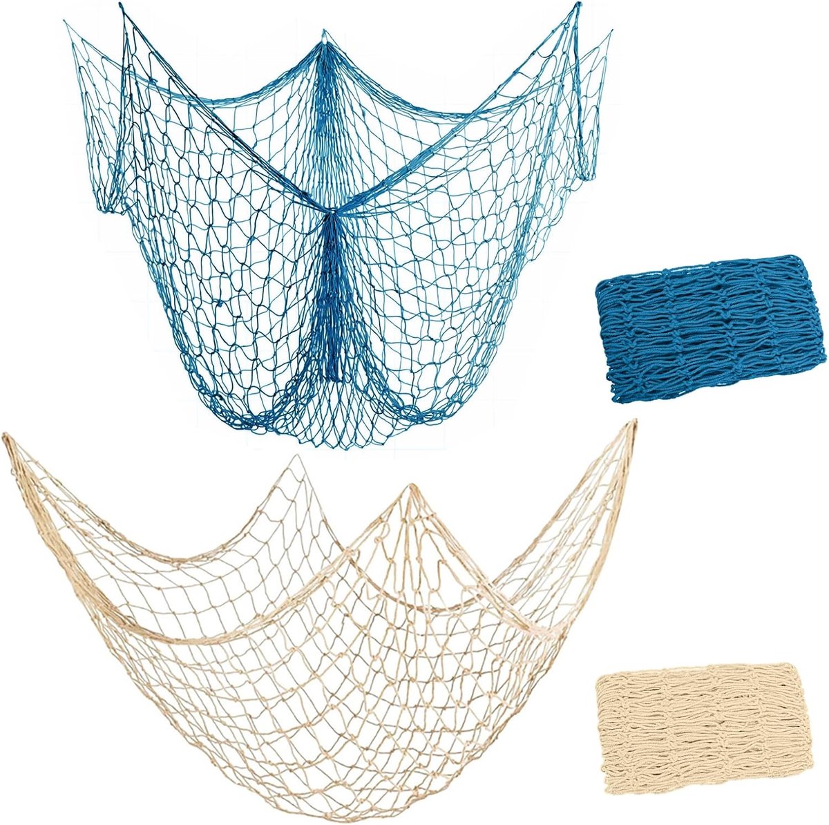 Decoratief Vissennet 100 x 100 cm - Nylon Materiaal - Robuust en Weerbestendig - Perfect voor Maritieme Wanden - ShopVlot