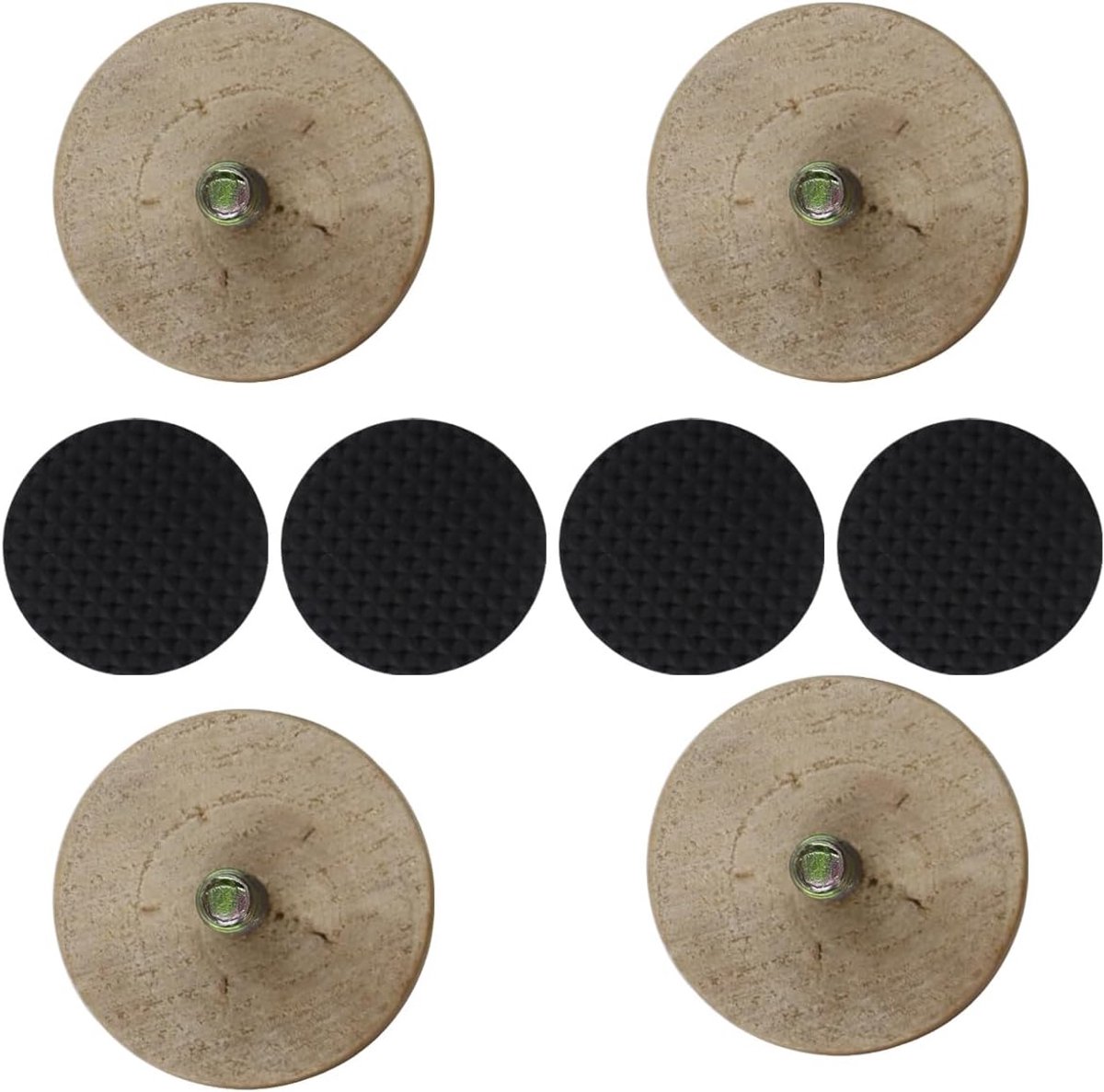 Houten meubelpoten 5cm rond - 4 stuks met M8 schroefdraad - non-slip pads - ideaal voor het opkrikken van meubels - ShopVlot