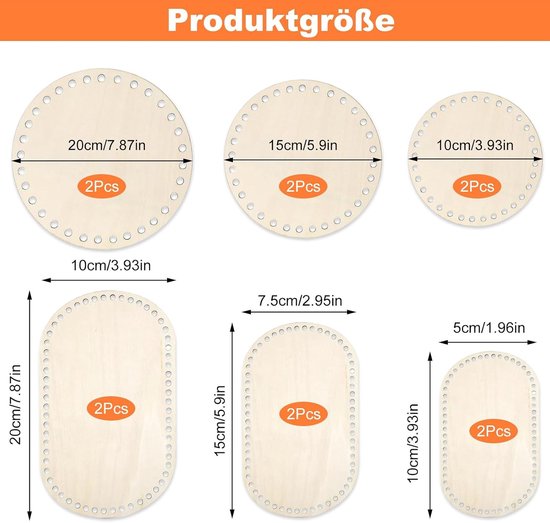 12-delige mandbasis voor haken, houten bodem voor haakmand, ideaal voor creatief gebruik en organisatie — afbeelding 5