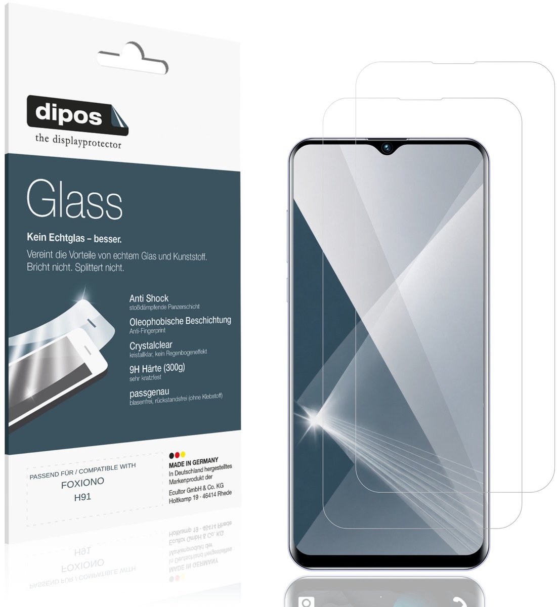 dipos – 2x Pantserfolie geschikt voor FOXIONO H91 | 9H Screenprotector