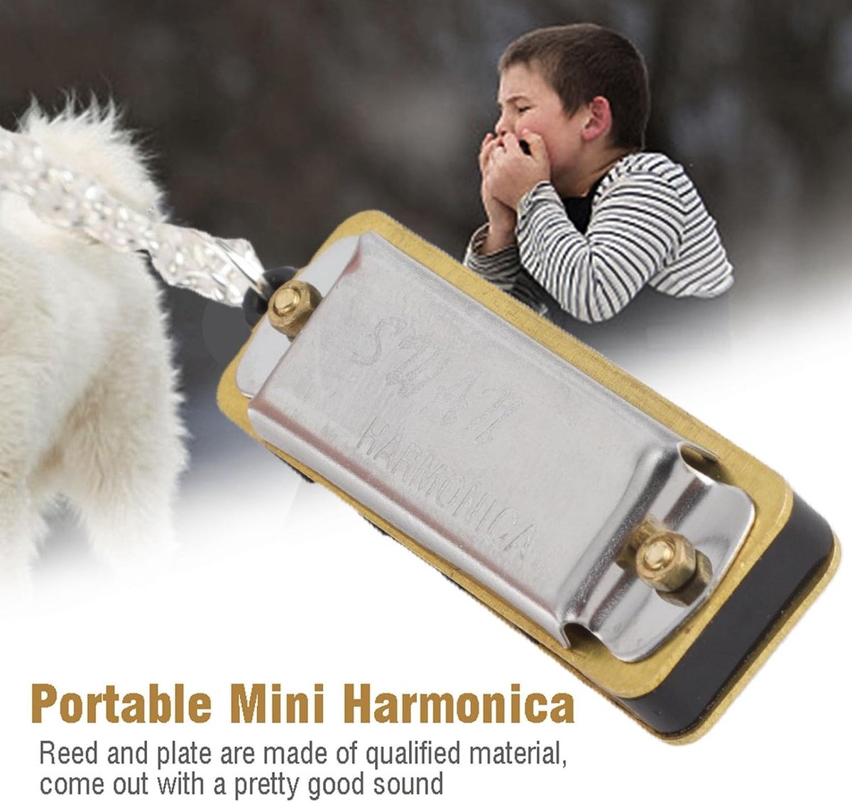 Dailygoods- Mondharmonica Mini 4 Gaten - Muziekinstrument voor Kinderen - Muziekinstrument voor Volwassenen - Draagbare Ketting - Lichtgewicht - Decoratief Gadget