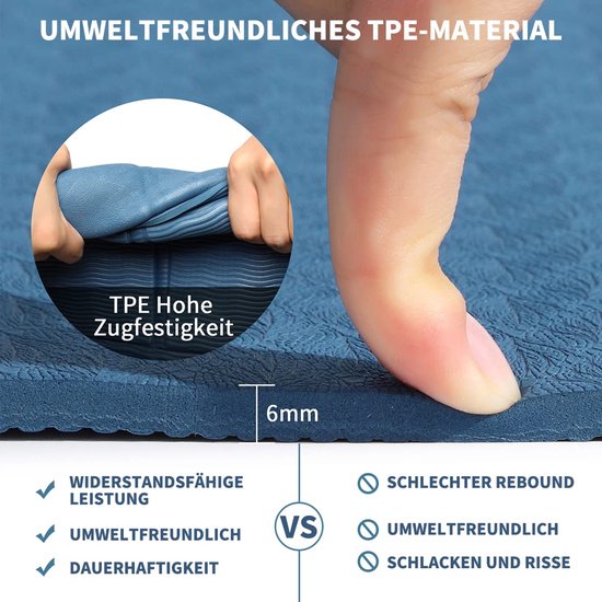 Dailygoods- Yogamat Antislip - Opvouwbaar - Draagbaar - Fitnessmat - 183 x 61 x 0,6 cm - TPE-materiaal, Lichtgewicht van Dailygoods — afbeelding 2