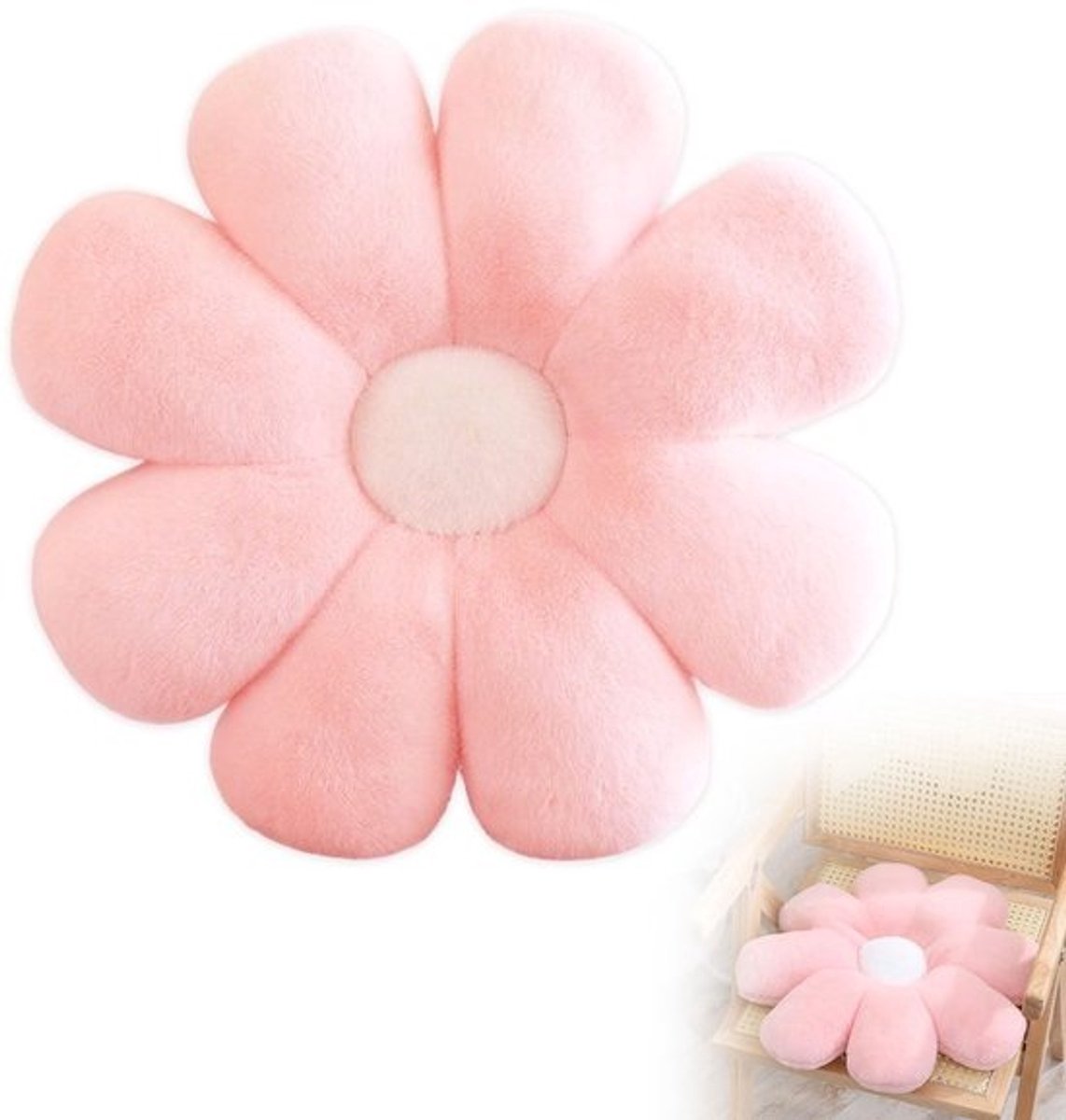 NTHProducts - Bloemvormig vloerkussen - Decoratieve zitzak - Zacht en comfortabel - Roze - Bloemvorm - Perfect voor binnen en buiten - 50 cm