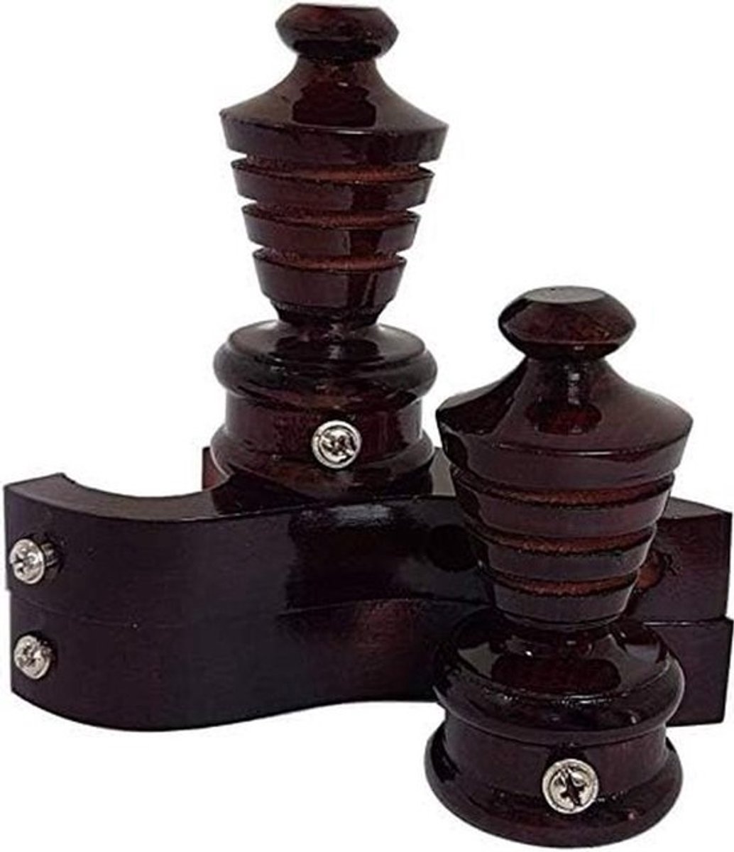 Palissander eindstukken - Roedecoratie - Raamdecoratie - Set van 4 stuks - Geschikt voor 25mm roede - Donker houtkleur