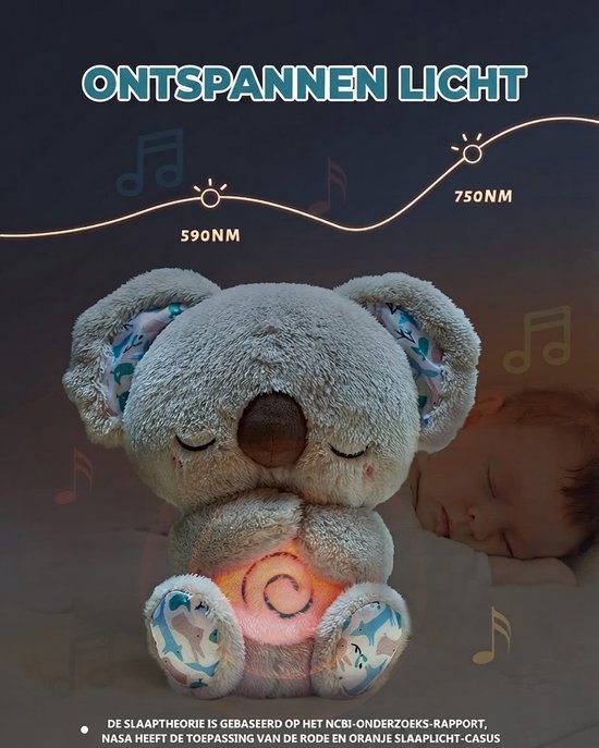 Breathing Koala Knuffel - Ademende Knuffel - Ademhaling Knuffel Koala - Kalmerend Koala Knuffel - Zacht speelgoed dat ademt met geluid reliëfpluche voor volwassenen en baby van Merkloos — afbeelding 5