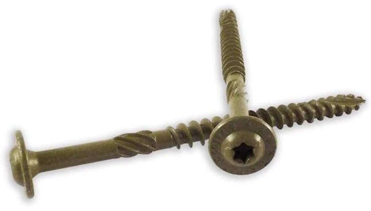 Houtschroeven - Bevestigingsmateriaal - Voor buitenklussen - Corrosiebestendige coating - 6 inch - Goud