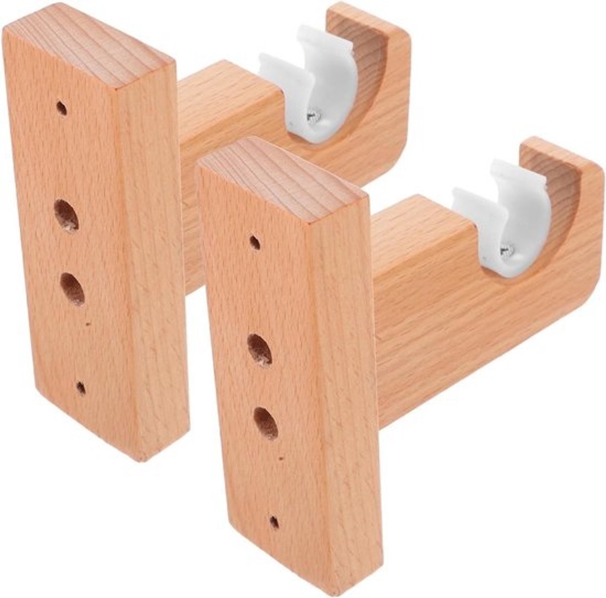 Beugels voor gordijnroede - Plafondsteunen voor gordijnen - Voor het ophangen van gordijnen - Met handige haak - 12 x 12 x 4.4 cm - Beige