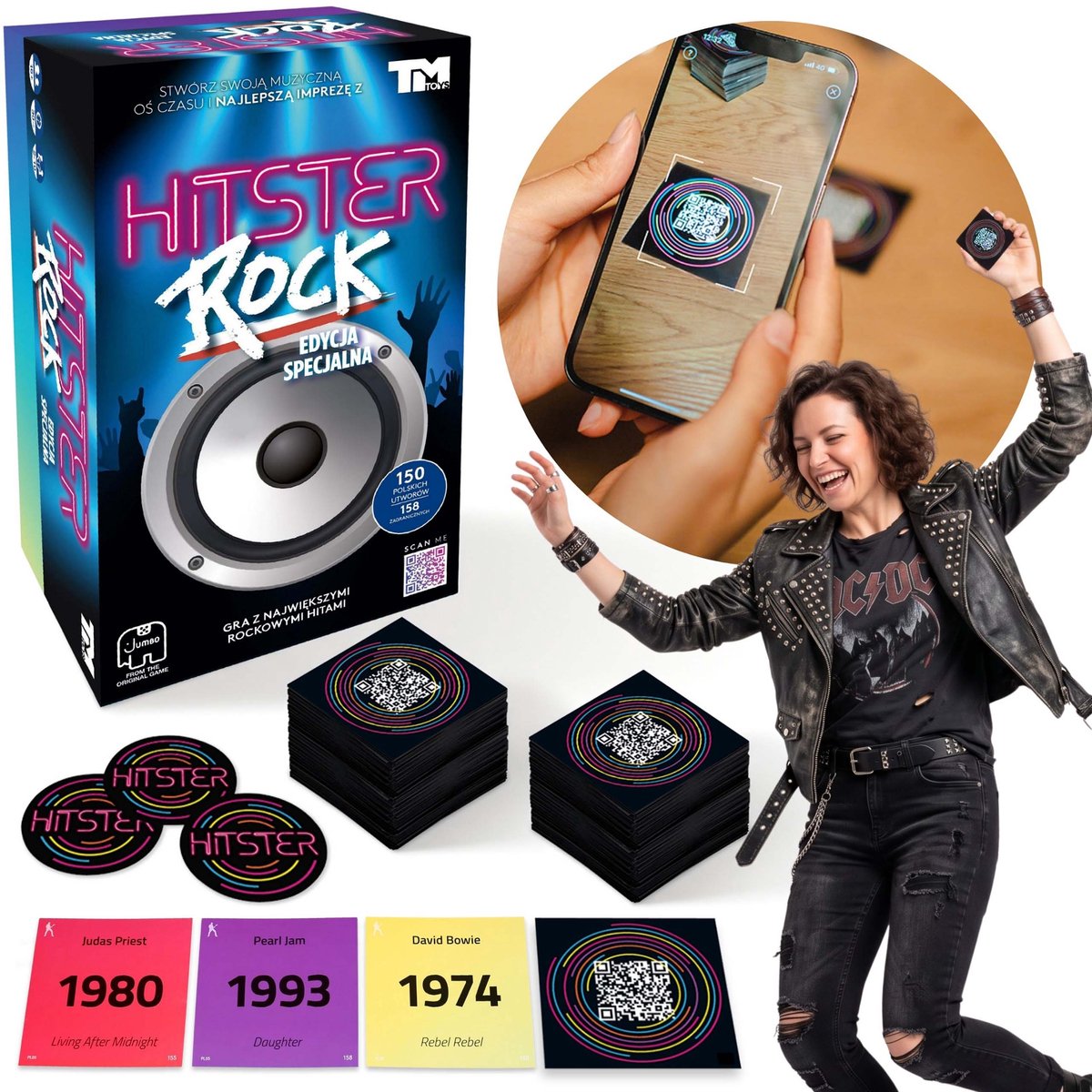 Hitster Rock Party MUZIEKSPEL, interactief gezelschapsspel, BORDSPEL, Speciale editie