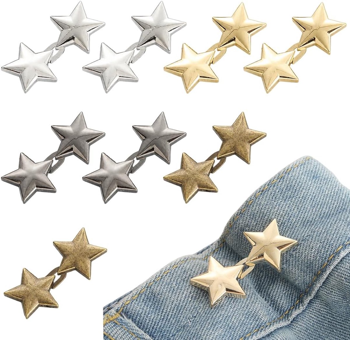 Knopen, tailleknopen, broekclips, verstelbaar, zonder boren, voor jeans en rokken