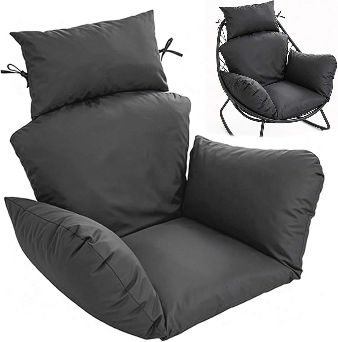 Outdoor, waterdicht, zitkussen voor tuin, terras, grijs (donkergrijs)