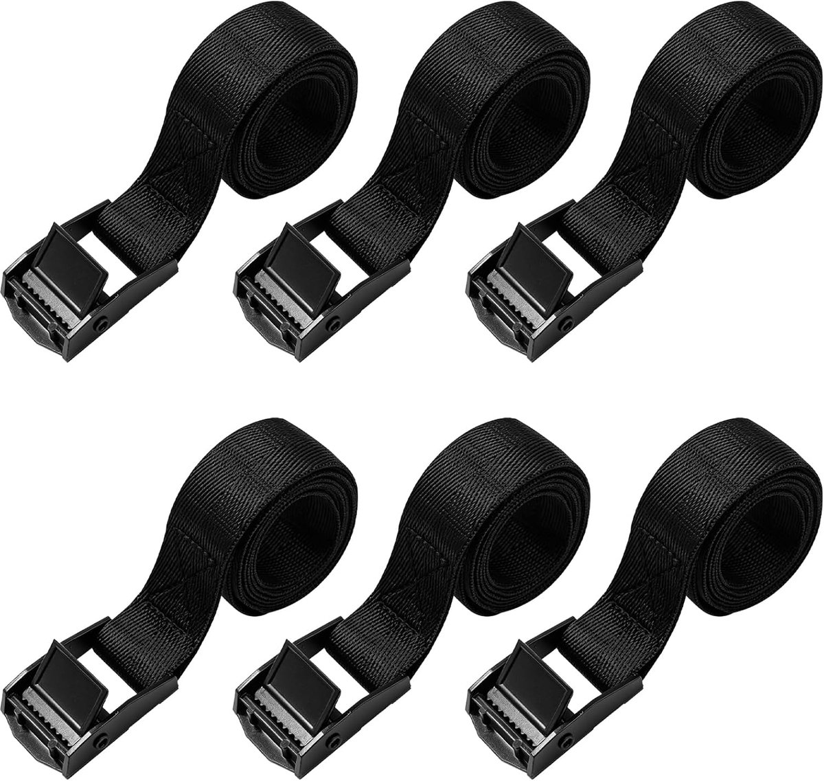 Spanbanden 1 m, Zwarte Sjorbanden met Metalen Gesp, Draagkracht 250 kg, Bevestigingsriemen voor Auto, Fiets Bagagedrager, Motor en Camping