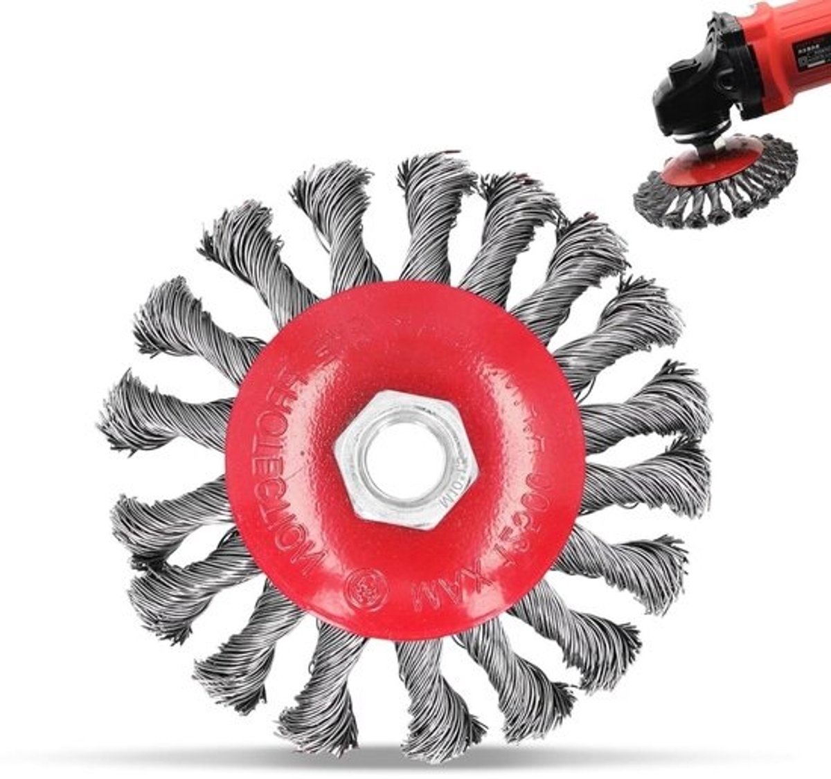 Borstel voor roest- en verfverwijdering - 4-inch wiel - knoopslijper en schuurbeker - Ideaal voor zware reiniging - M10-moer - 1,5 inch